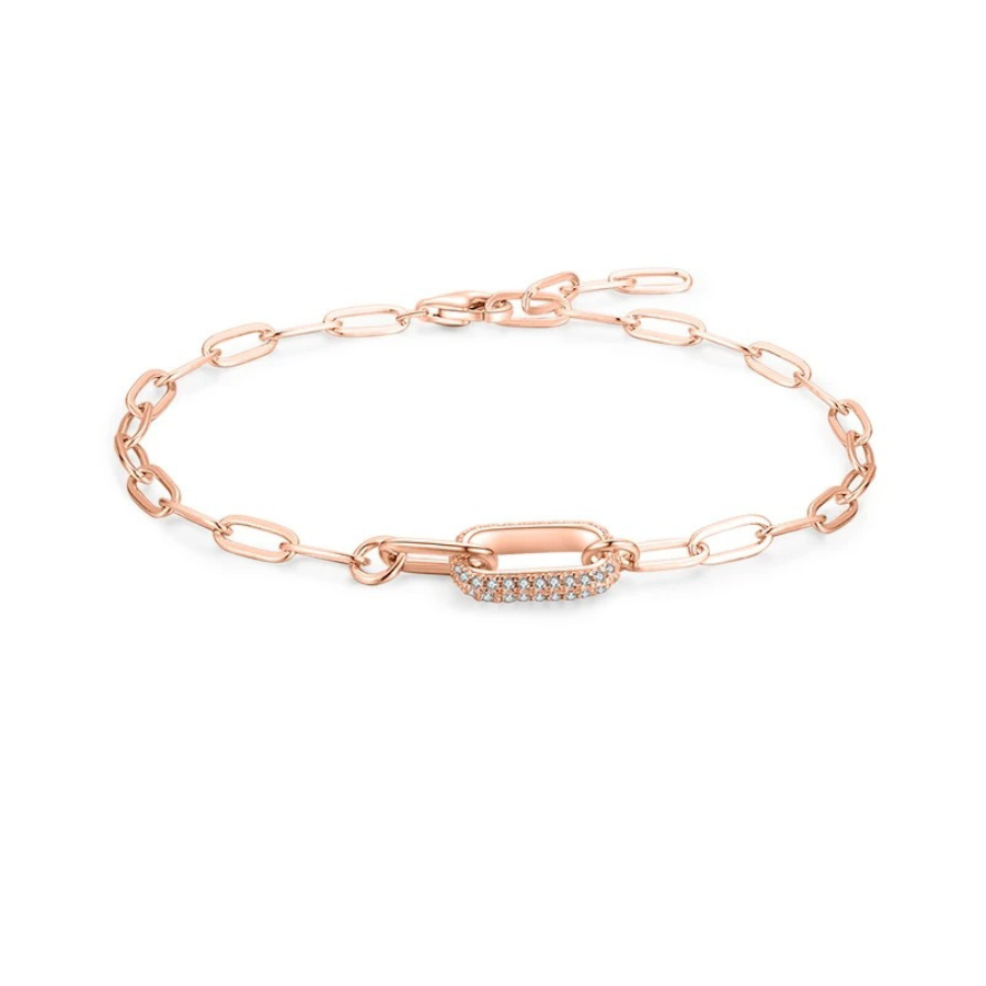 Elegant Geometric Lock Bracelet – 925 Sterling Silver