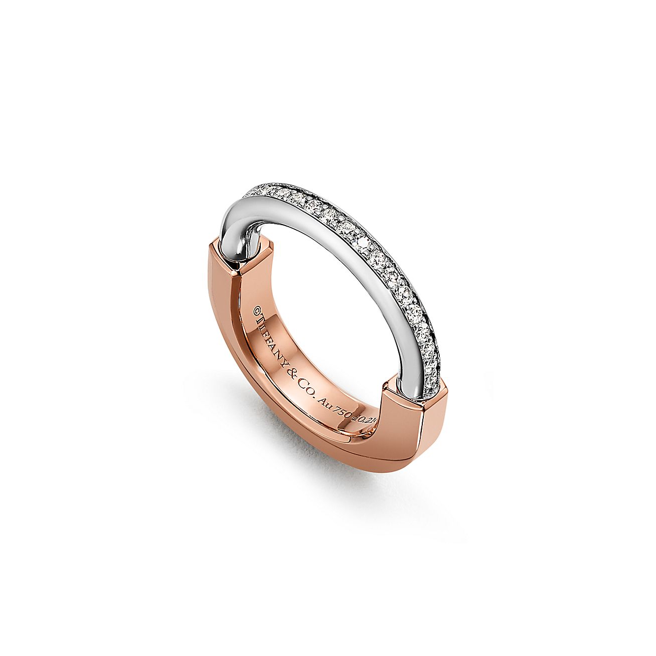 18K Celestial T Lock Diamond Rose Gold Ring