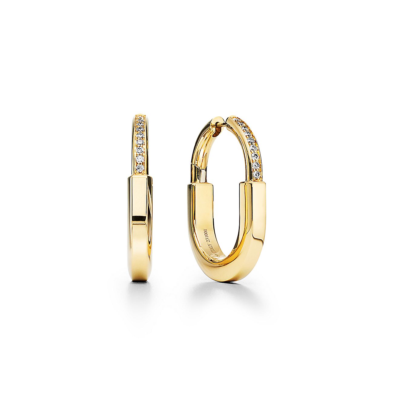 18K Celestial T Lock Diamonds Medium Earrings
