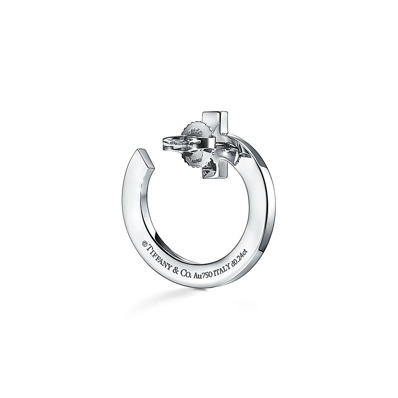 18K Celestial T T1 Open Hoop White Gold Earrings