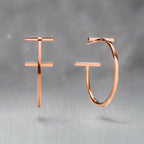 18K Celestial T Hoop Earrings