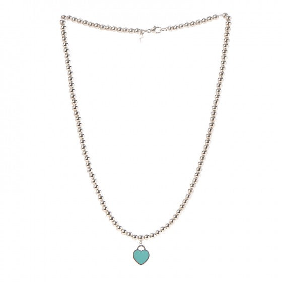 18K Celestial Return to T Heart Tag Bead Necklace