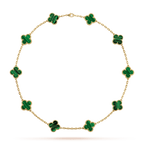 18K Vintage Alhambra Malachite 10 Motifs Necklace