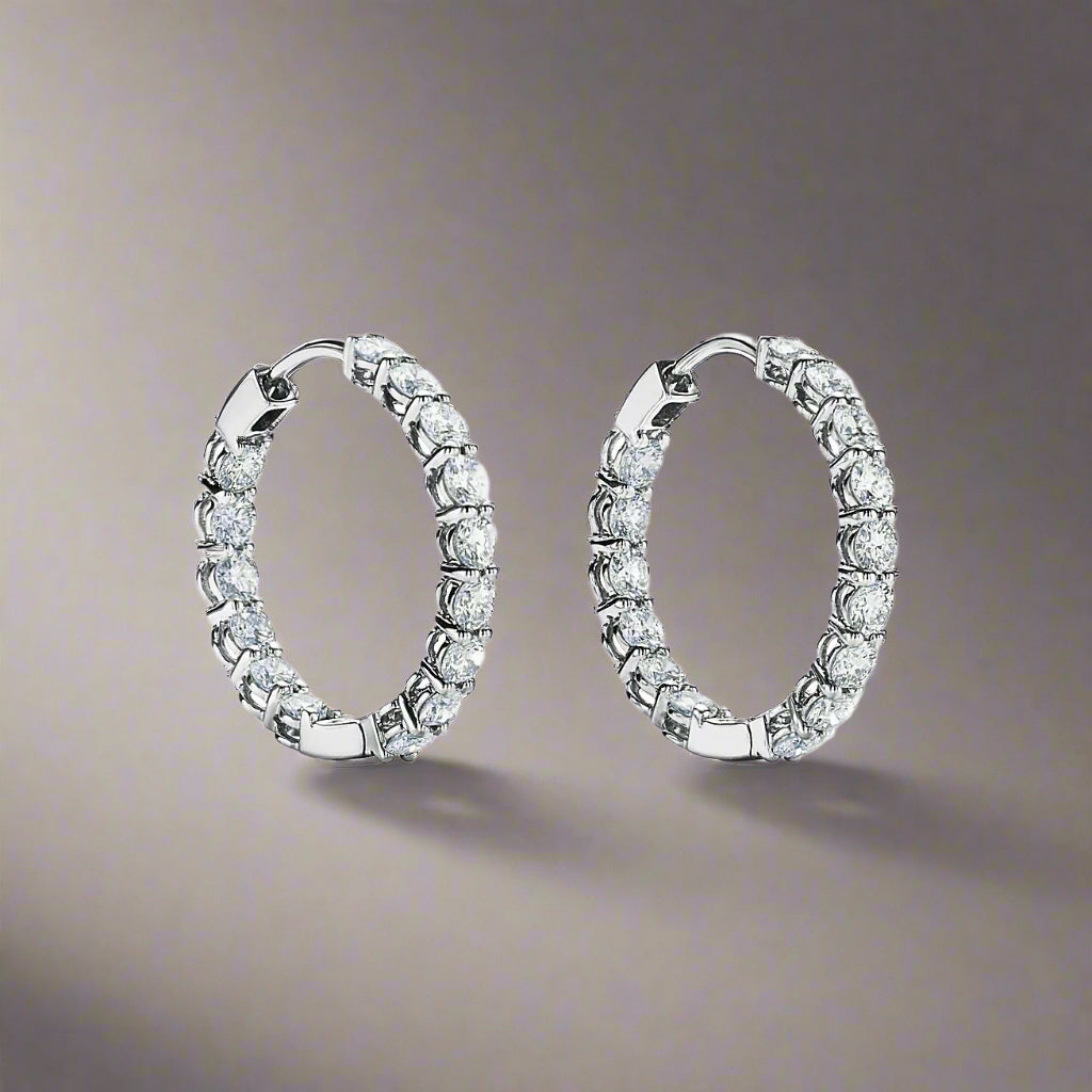 18K Celestial T Hoop Diamonds Earrings