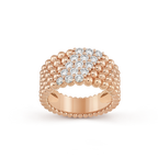 18K Celestial Perl̩e Diamonds Five Rows Ring