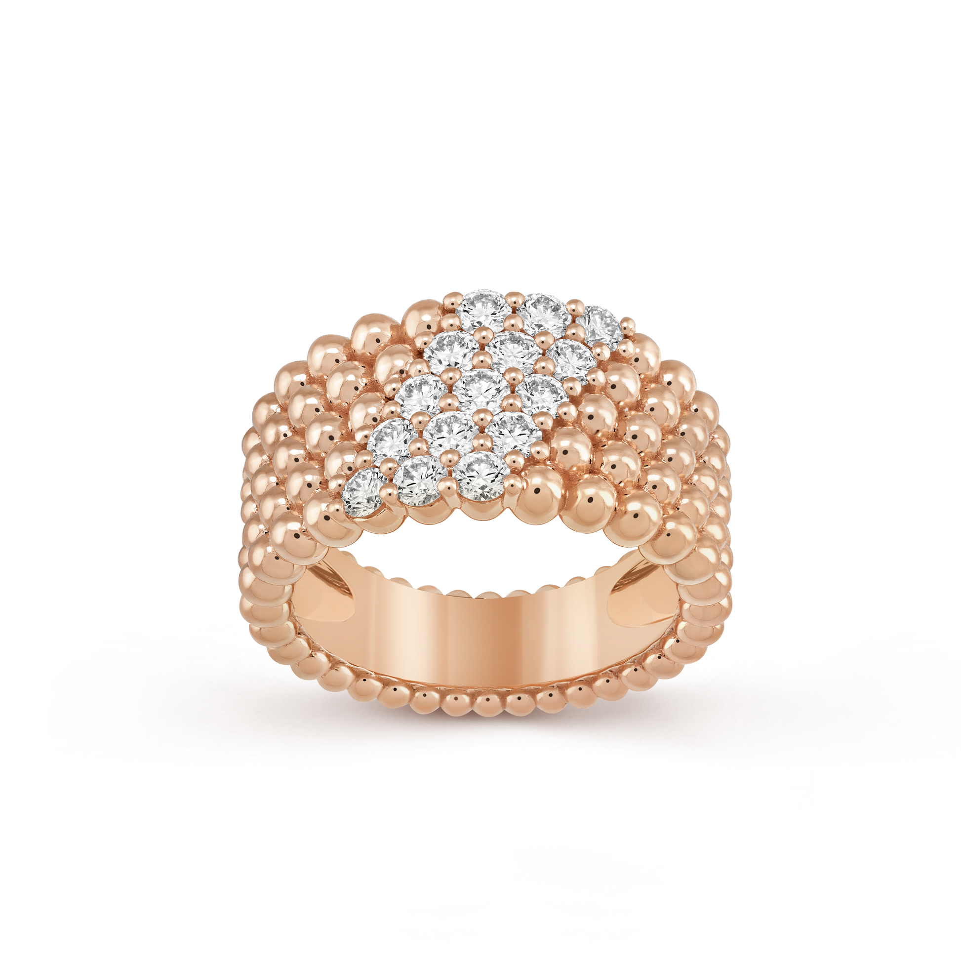 18K Celestial Perl̩e Diamonds Five Rows Ring
