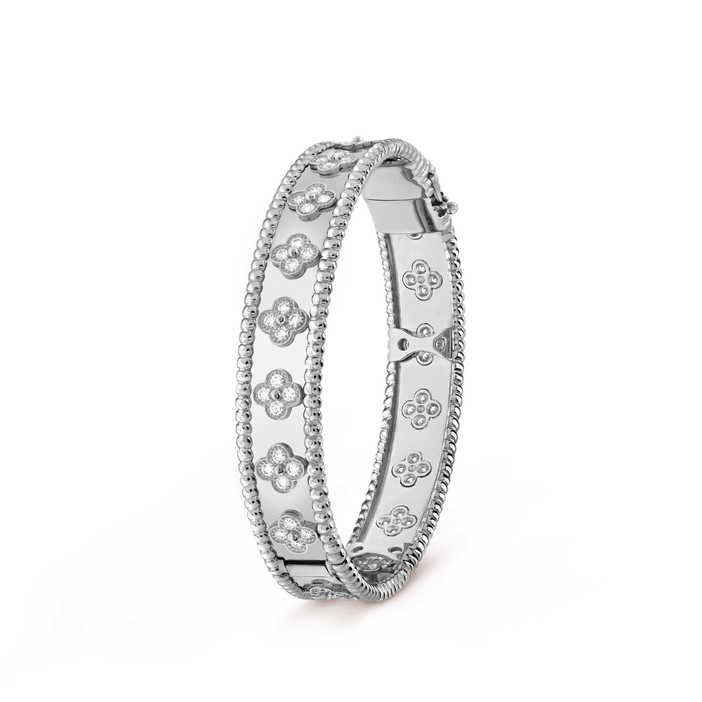 18K White Gold Perl̩e Clovers Bracelet