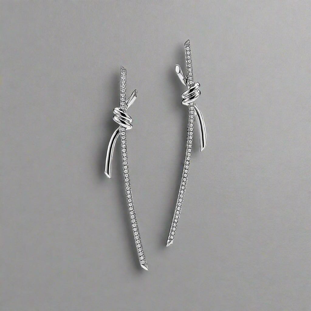 18K Celestial T Knot Drop Diamonds Earrings