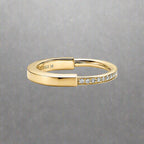 18K Celestial T Lock Diamonds Yellow Gold Ring