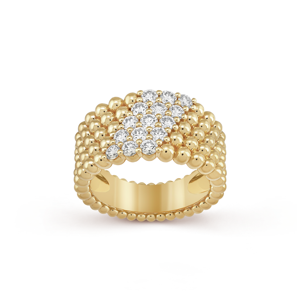 18K Celestial Perl̩e Diamonds Five Rows Ring