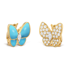 18K Celestial Two Butterfly Turquoise Earrings