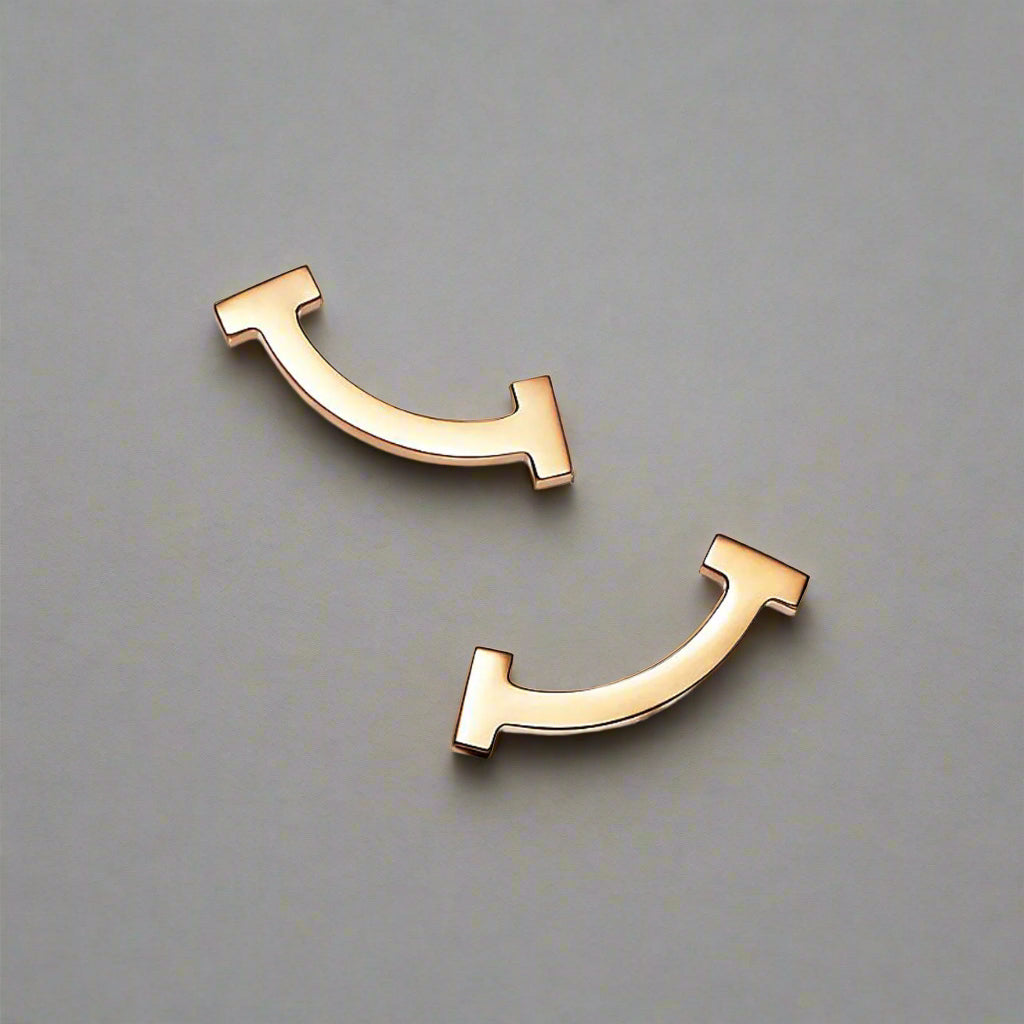 18K Celestial T Smile Yellow Gold Earrings