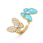 18K Two Butterfly Between the Finger Turquoise Ring