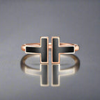 18K Celestial T Black Onyx Wire Ring