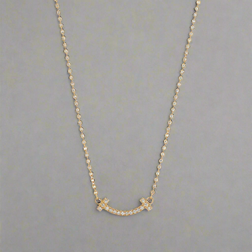 18K Celestial T Small Diamond Pendant Necklace