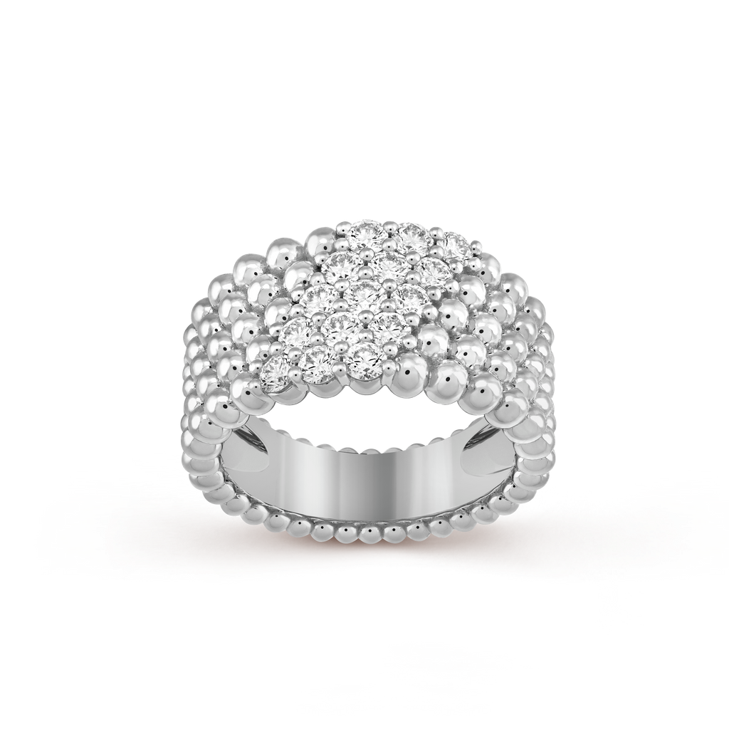 18K Celestial Perl̩e Diamonds Five Rows Ring