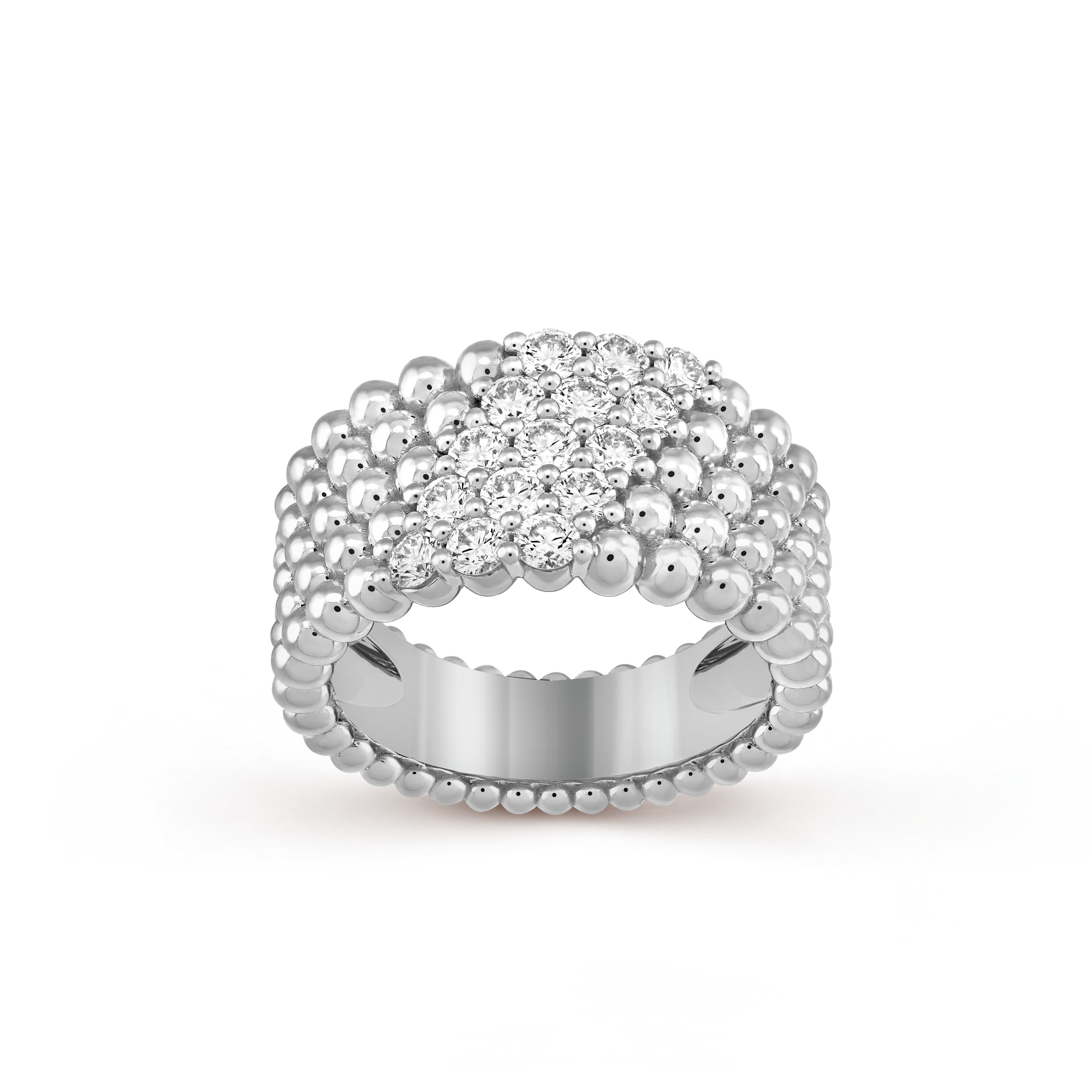 18K Celestial Perl̩e Diamonds Five Rows Ring