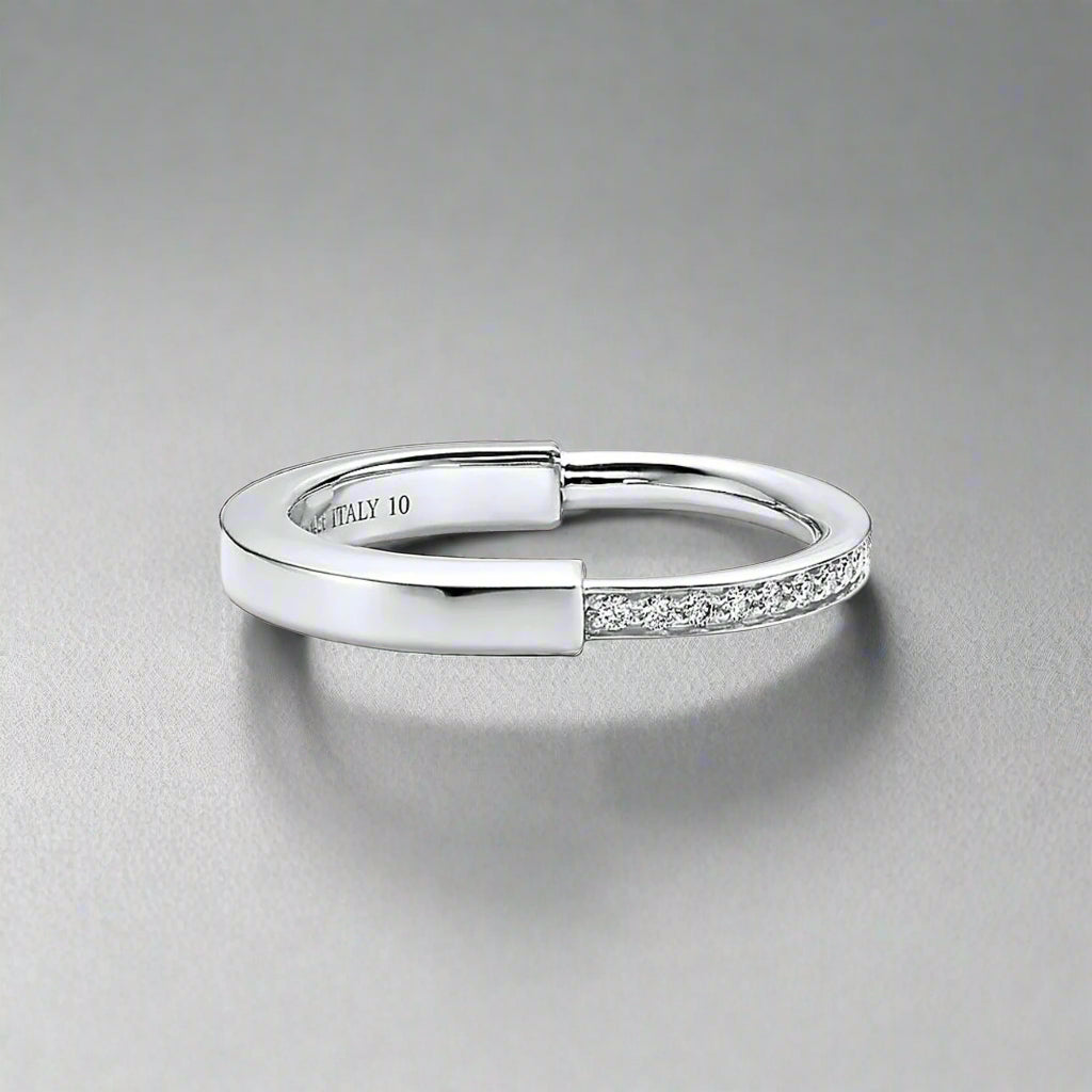 18K Celestial T Lock Diamonds White Gold Ring