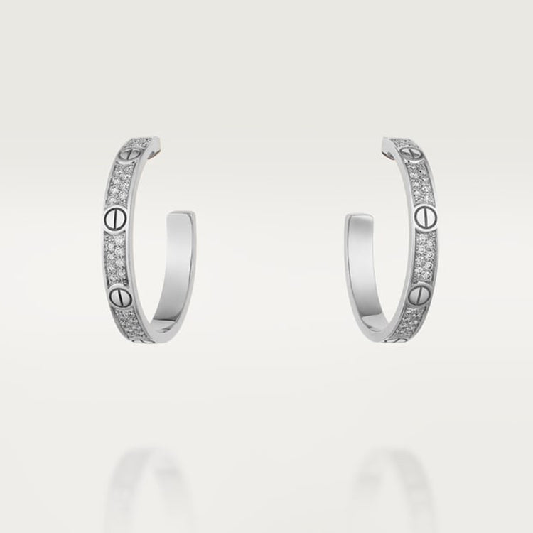 18k Love Pave Diamonds Earrings