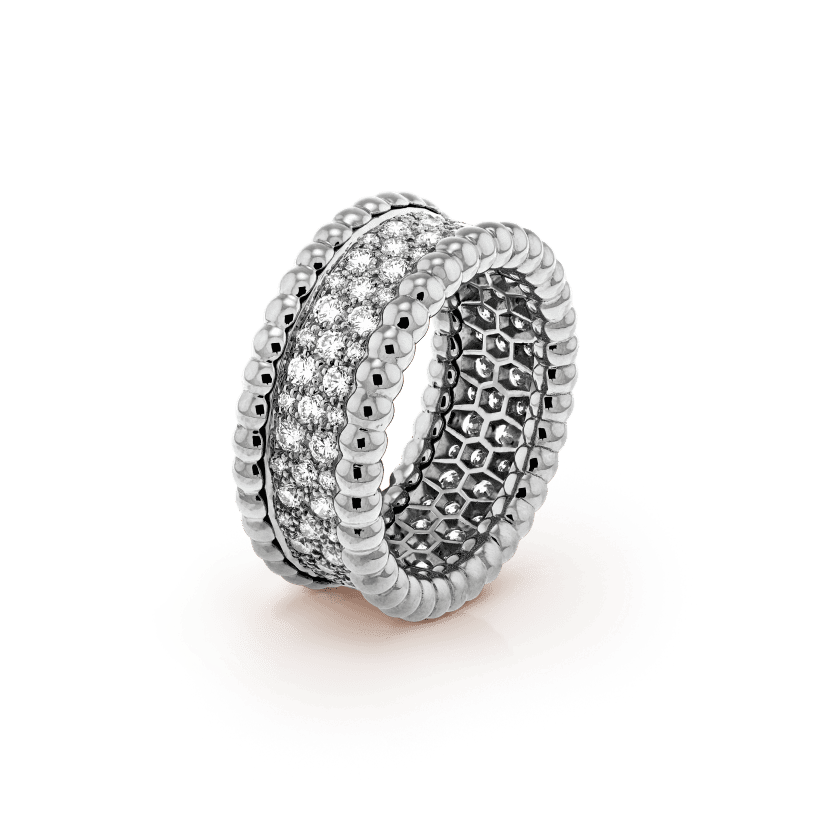 18K Celestial Perl̩e Diamonds 3 Row Ring