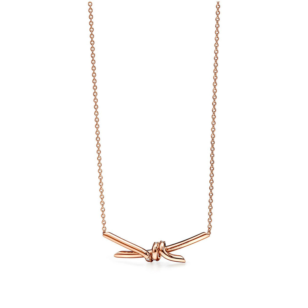 18K Celestial T Knot Pendant Diamond Necklace