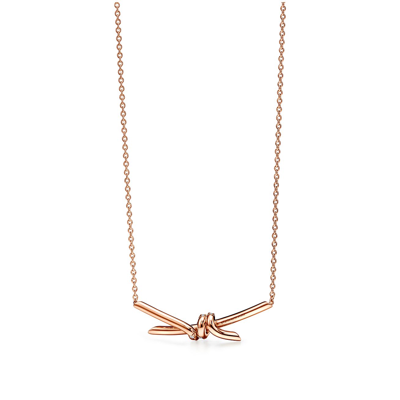 18K Celestial T Knot Pendant Diamond Necklace