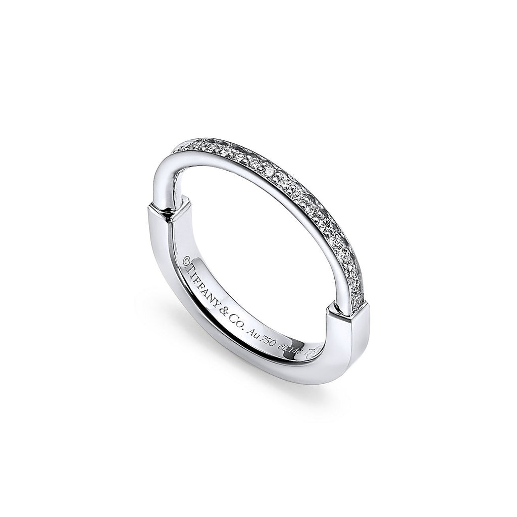 18K Celestial T Lock Diamonds White Gold Ring