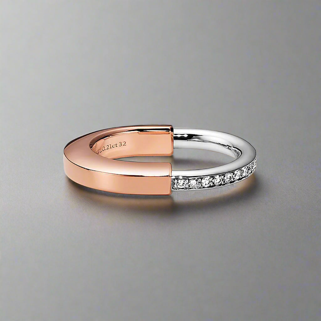 18K Celestial T Lock Diamond Rose Gold Ring