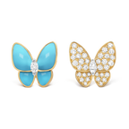 18k Two Butterfly Turquoise Earrings