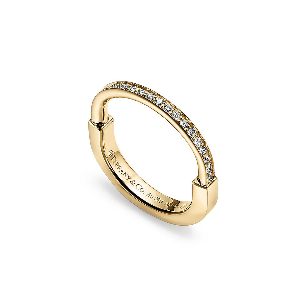 18K Celestial T Lock Diamonds Yellow Gold Ring