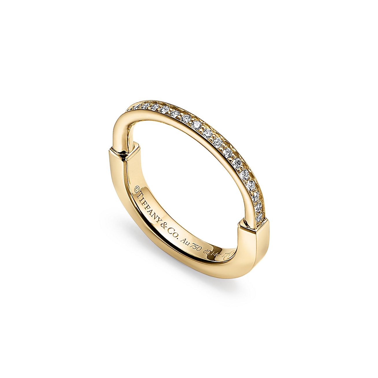 18K Celestial T Lock Diamonds Yellow Gold Ring