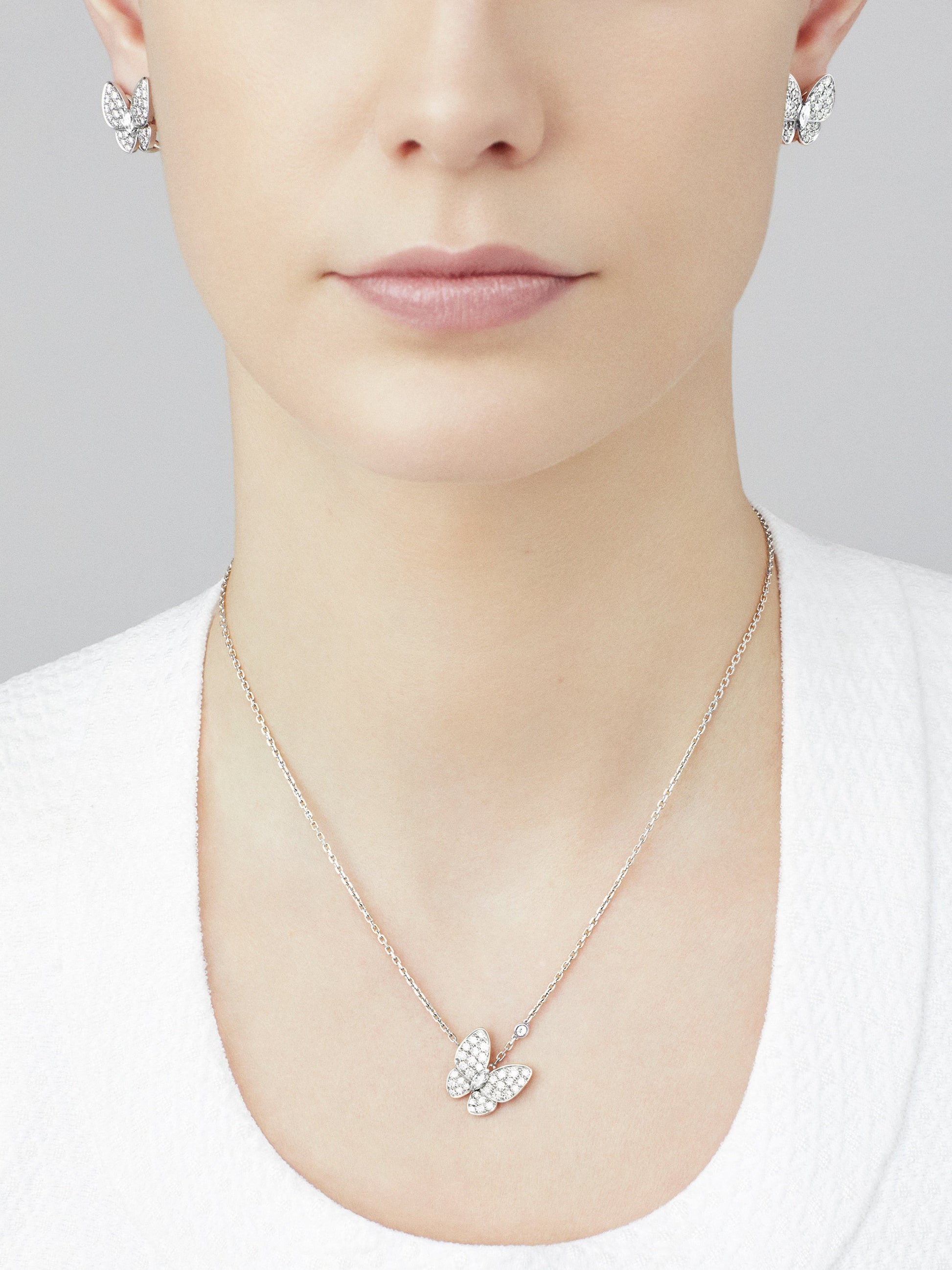 18K Celestial Two Butterfly Diamonds Earrings
