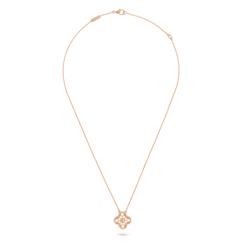 18K Celestial Rose Gold Sweet Alhambra Diamond Necklace