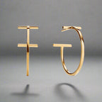 18K Celestial T Hoop Earrings