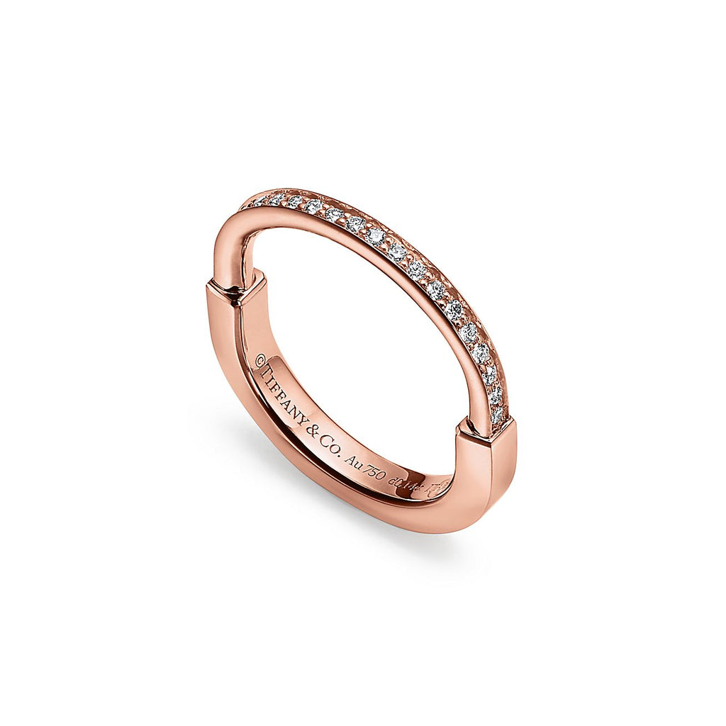 18K Celestial T Lock Diamonds Rose Gold Ring
