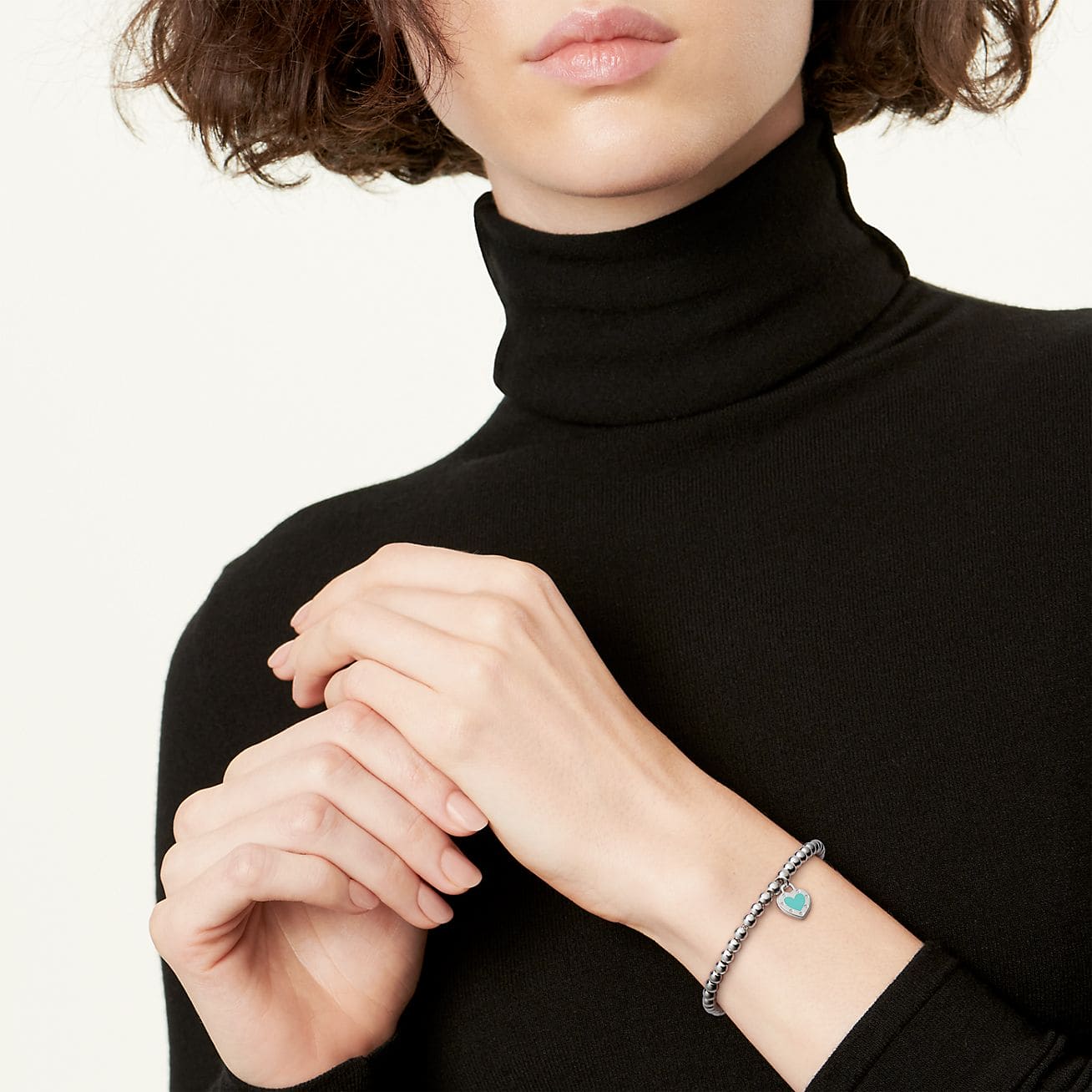 18K Celestial Return to T Love Blue Heart Tag Bead Bracelet