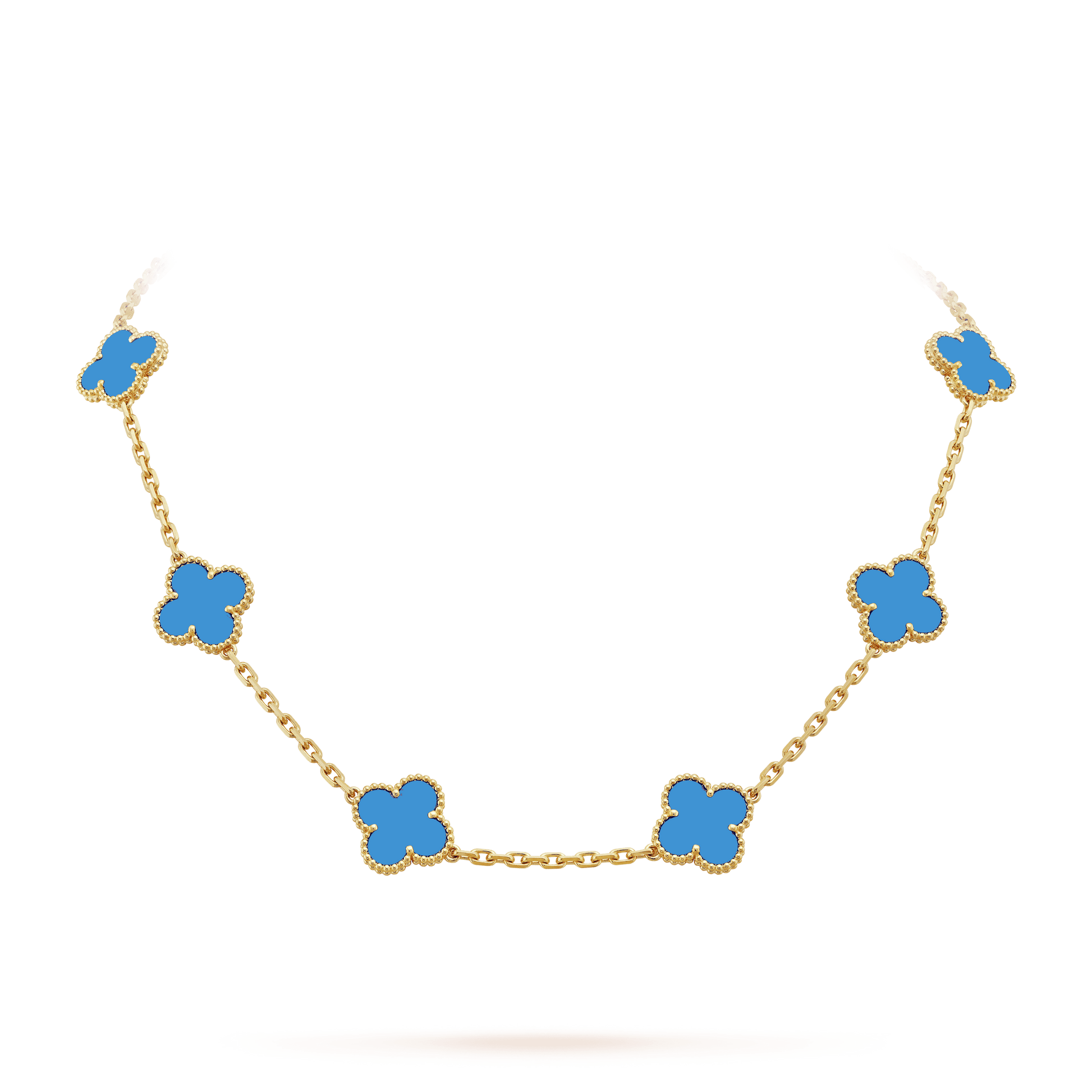 18K Celestial Vintage Alhambra Agate 10 Motifs Necklace