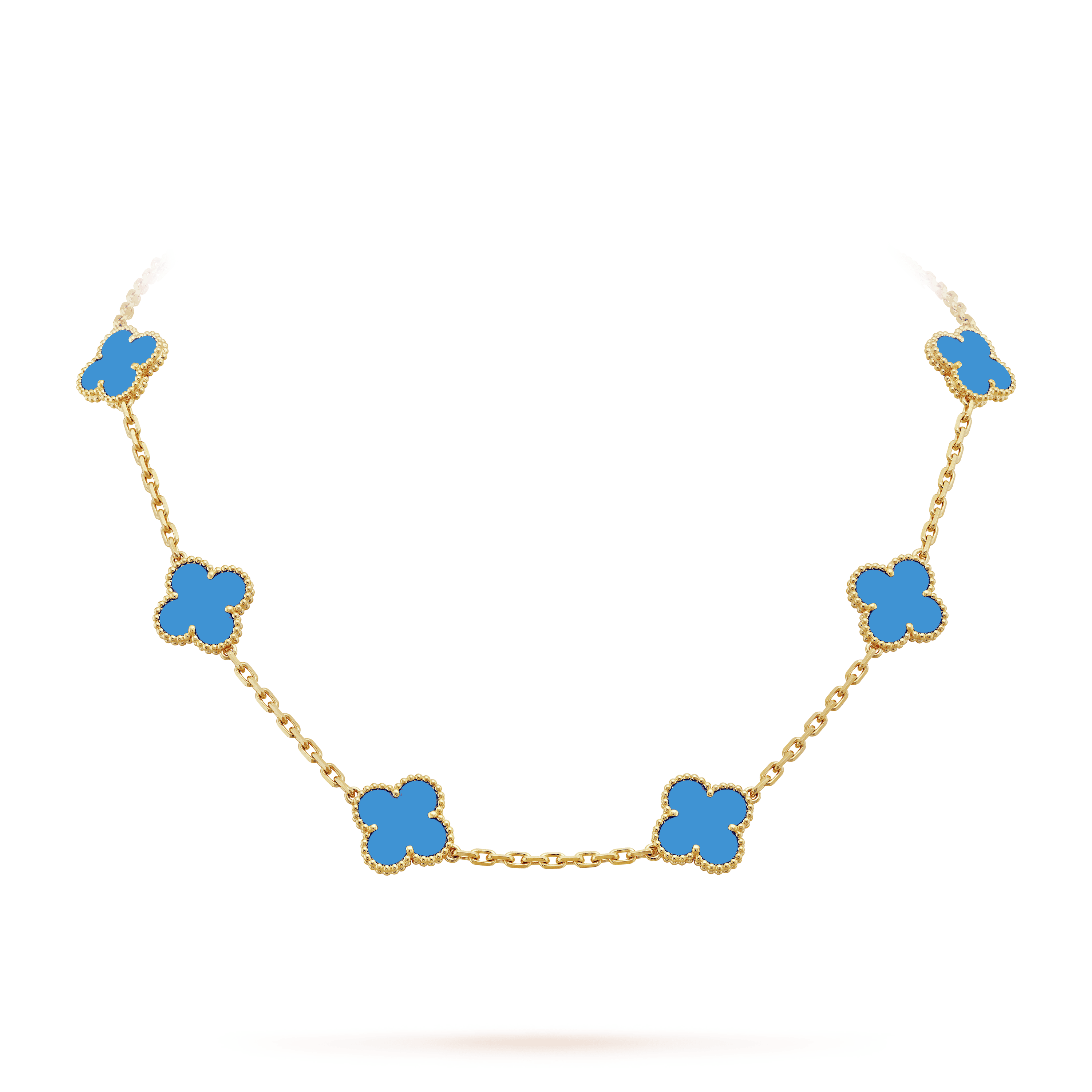 18K Celestial Vintage Alhambra Agate 10 Motifs Necklace