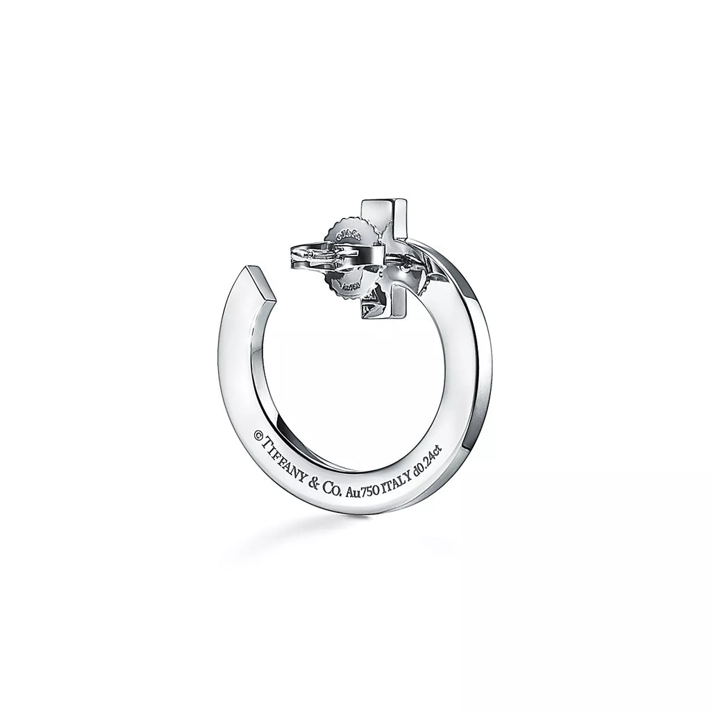 18K Celestial T T1 Open Hoop White Gold Earrings