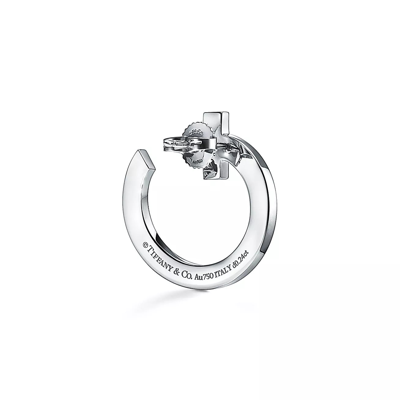 18K Celestial T T1 Open Hoop White Gold Earrings