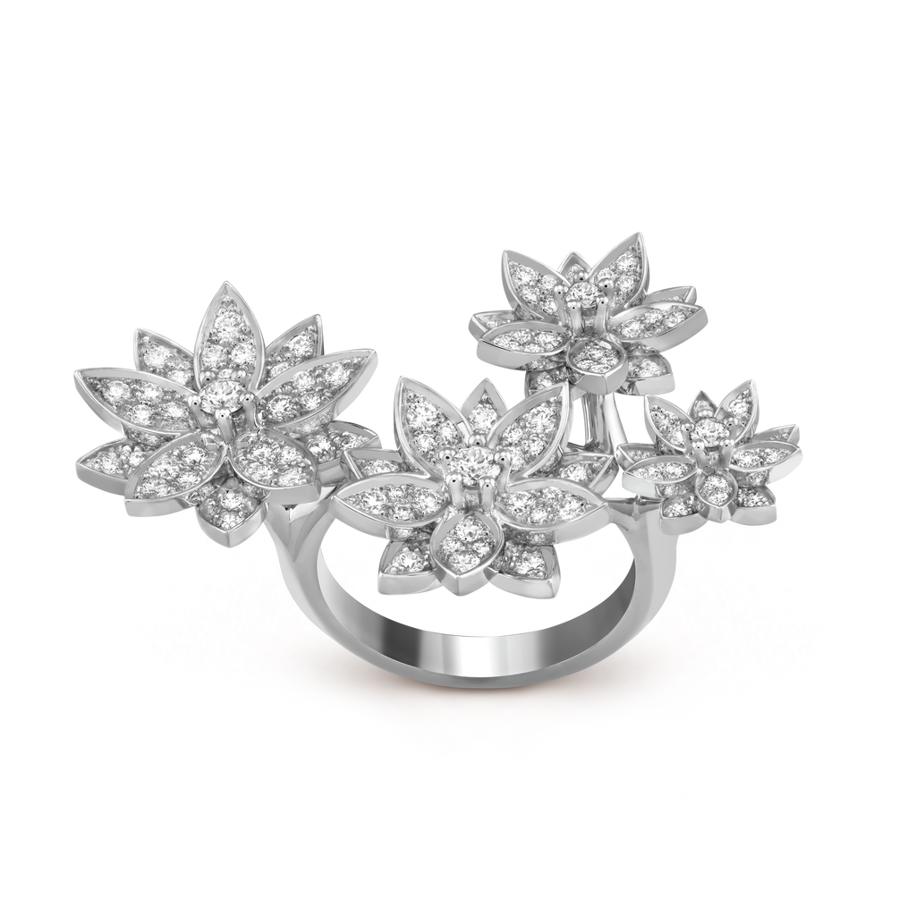 18K Celestial Lotus Between the Finger 4 Flowers Ring