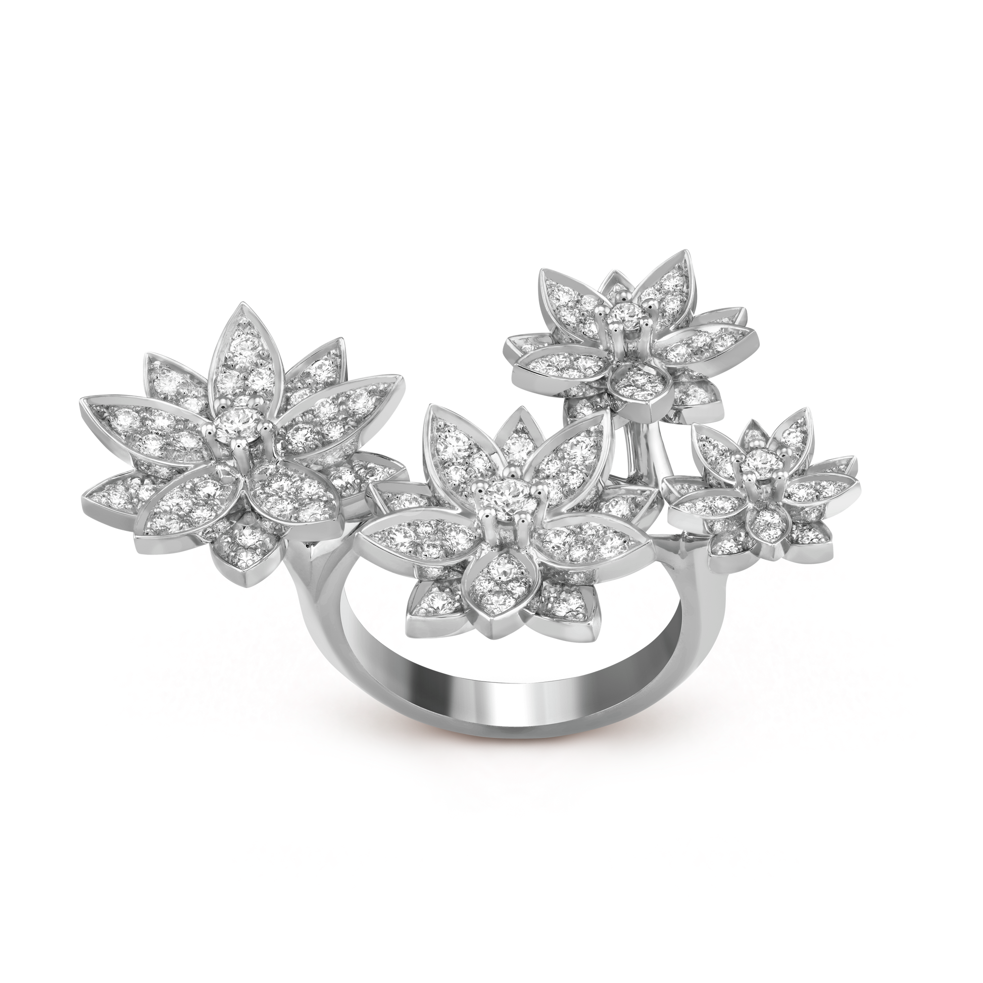 18K Celestial Lotus Between the Finger 4 Flowers Ring