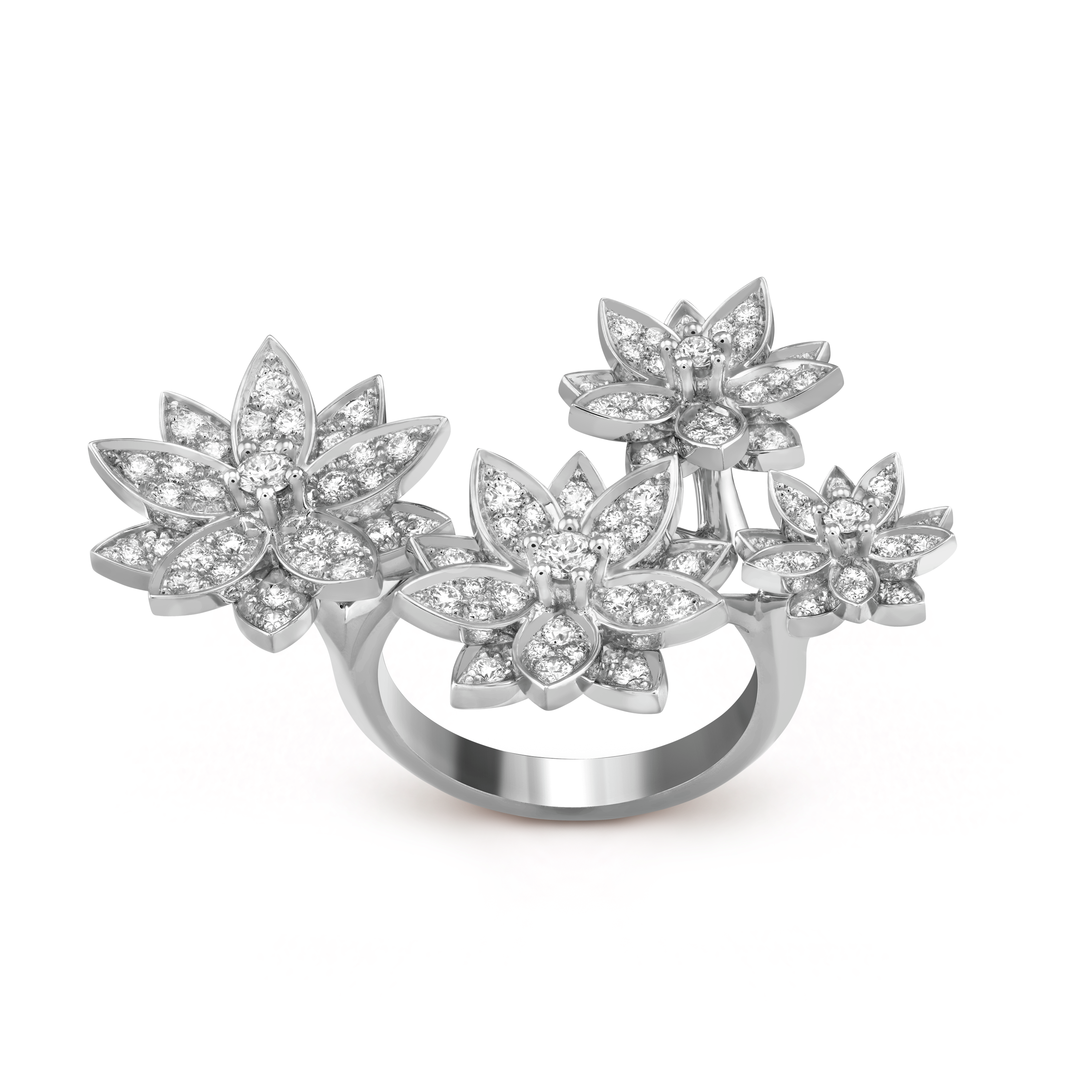 18K Celestial Lotus Between the Finger 4 Flowers Ring