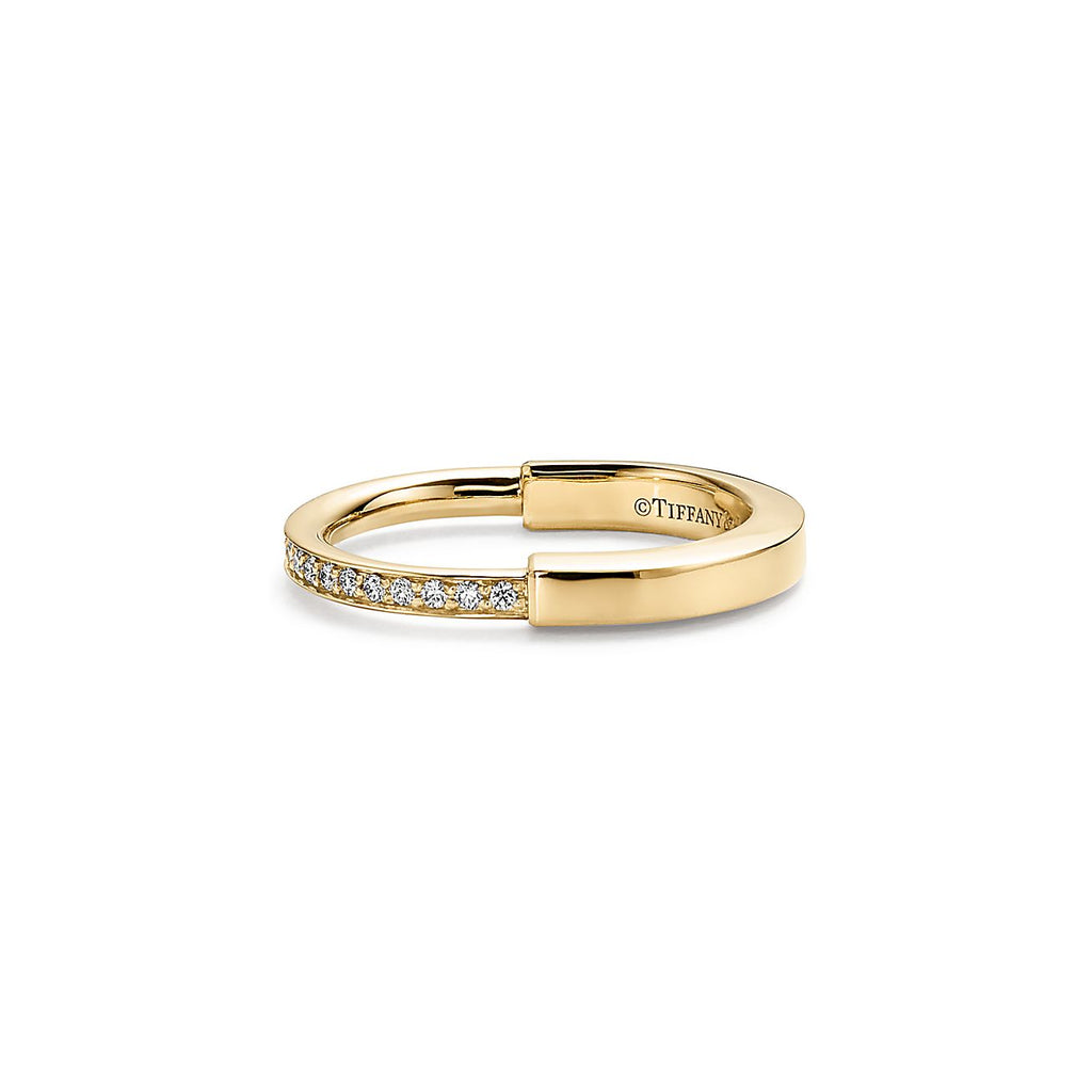 18K Celestial T Lock Diamonds Yellow Gold Ring