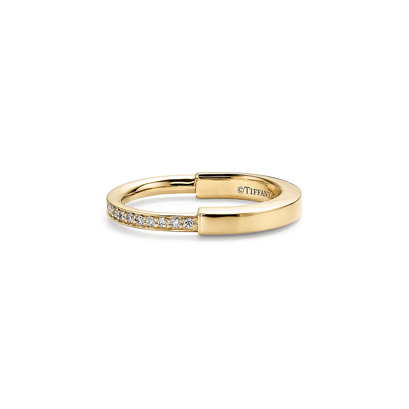 18K Celestial T Lock Diamonds Yellow Gold Ring