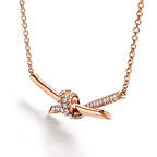 18K Celestial T Knot Pendant Diamond Necklace