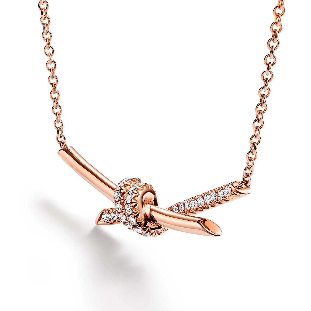 18K Celestial T Knot Pendant Diamond Necklace