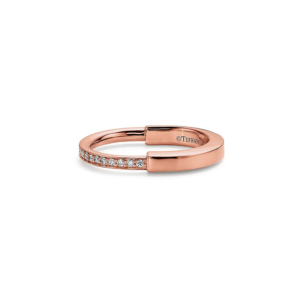 18K Celestial T Lock Diamonds Rose Gold Ring