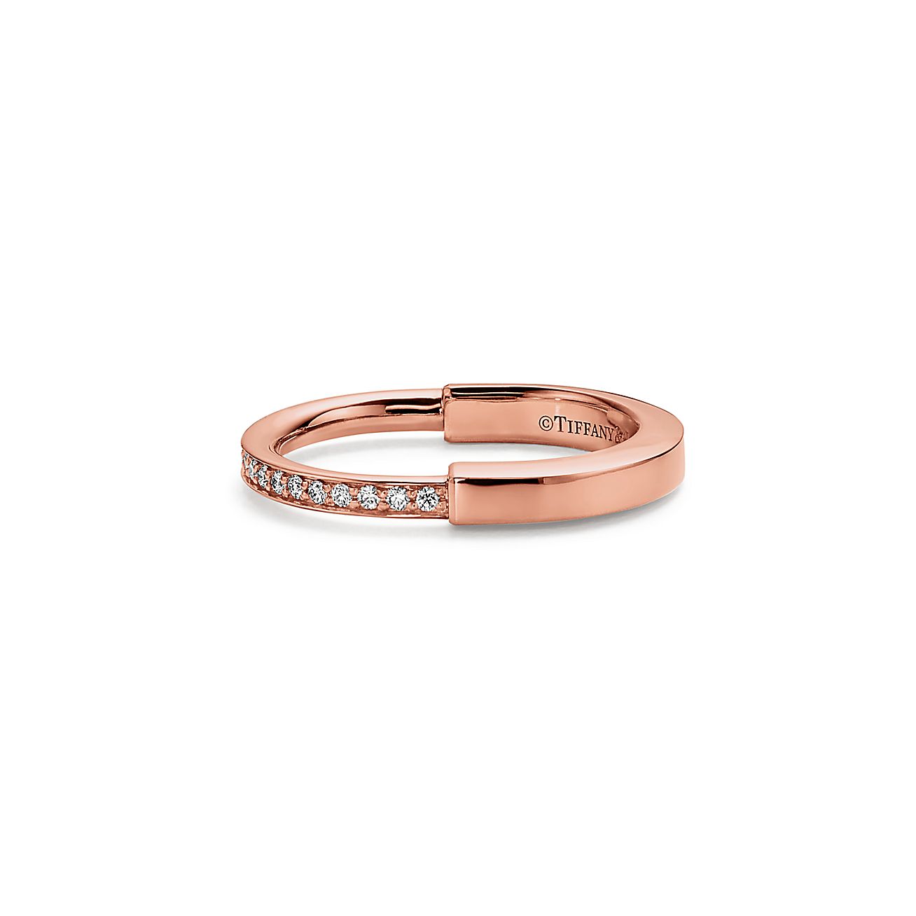 18K Celestial T Lock Diamonds Rose Gold Ring