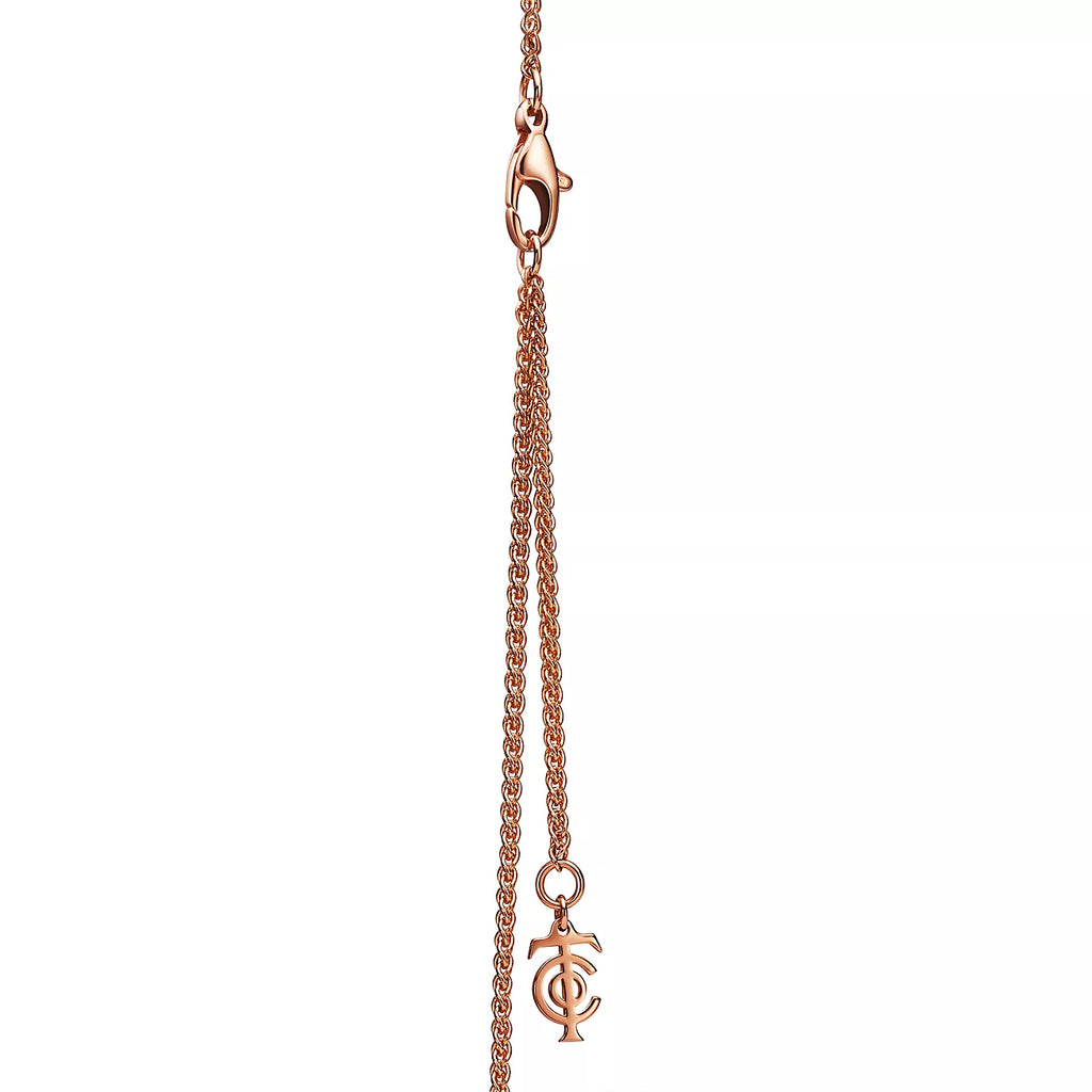 18K Celestial T Keys Woven Pink Diamonds Medium Necklace